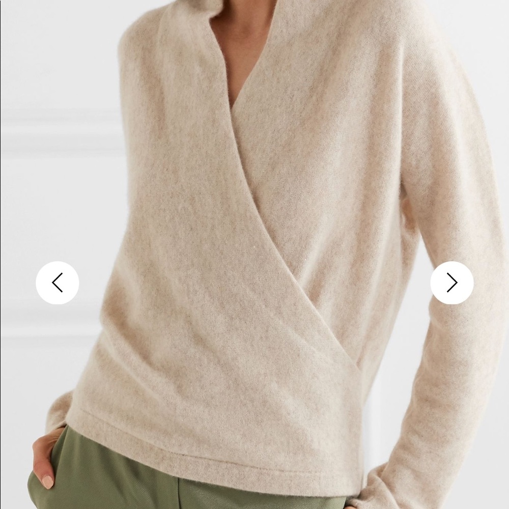 Vince Women's Wrap-Style V-Neck Sweater in Beige Cream